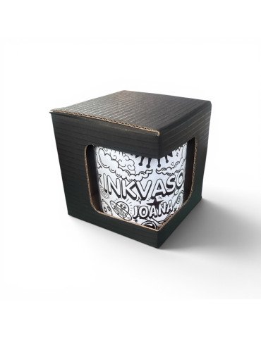 Caja de Cartón Negro para Taza con Ventana