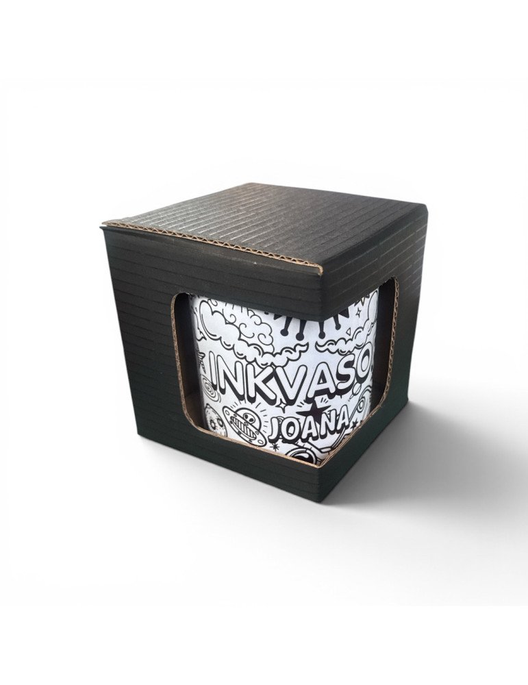 Caja de Cartón Negro para Taza con Ventana
