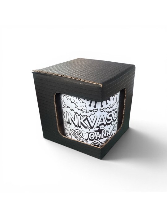 Caja de Cartón Negro para Taza con Ventana