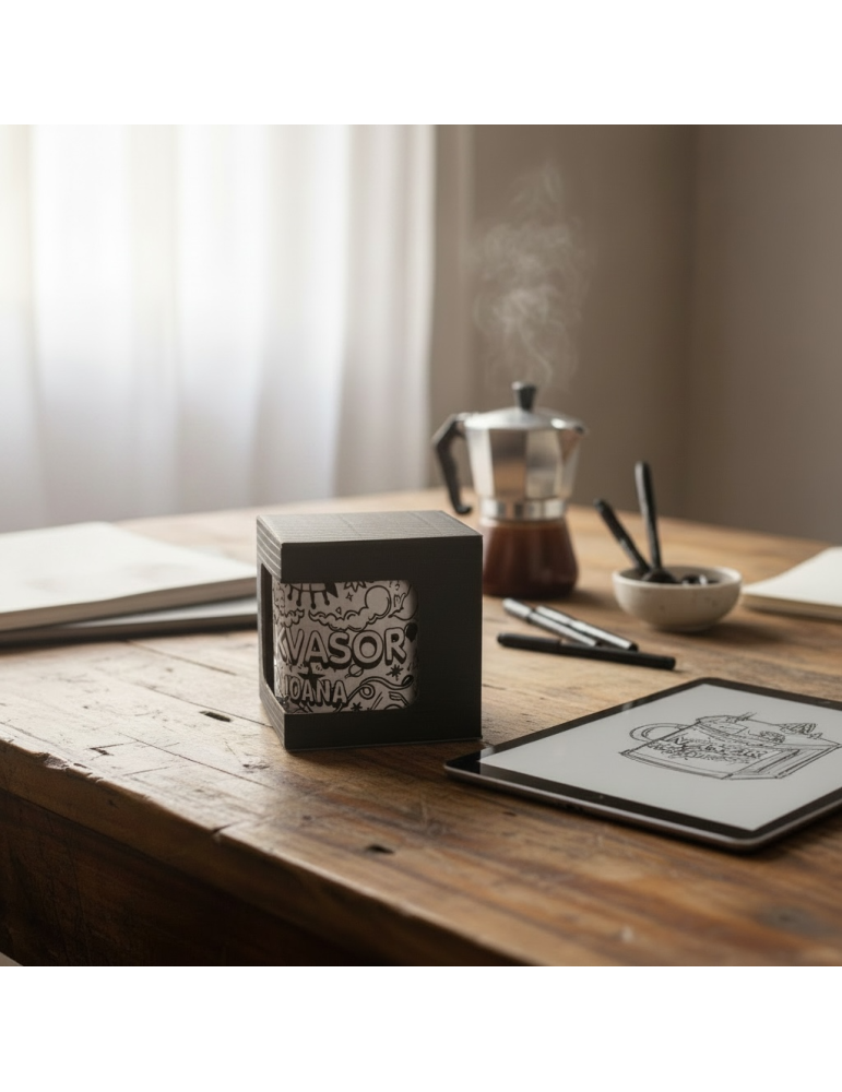 Caja de Cartón Negro para Taza con Ventana