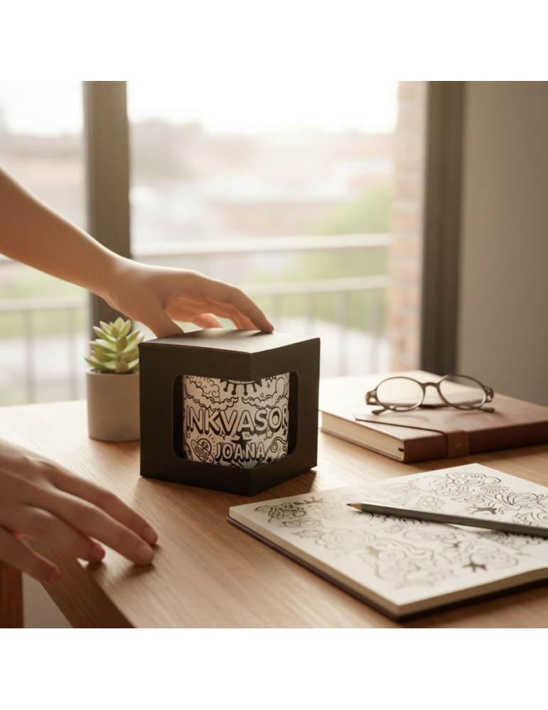 Caja de Cartón Negro para Taza con Ventana