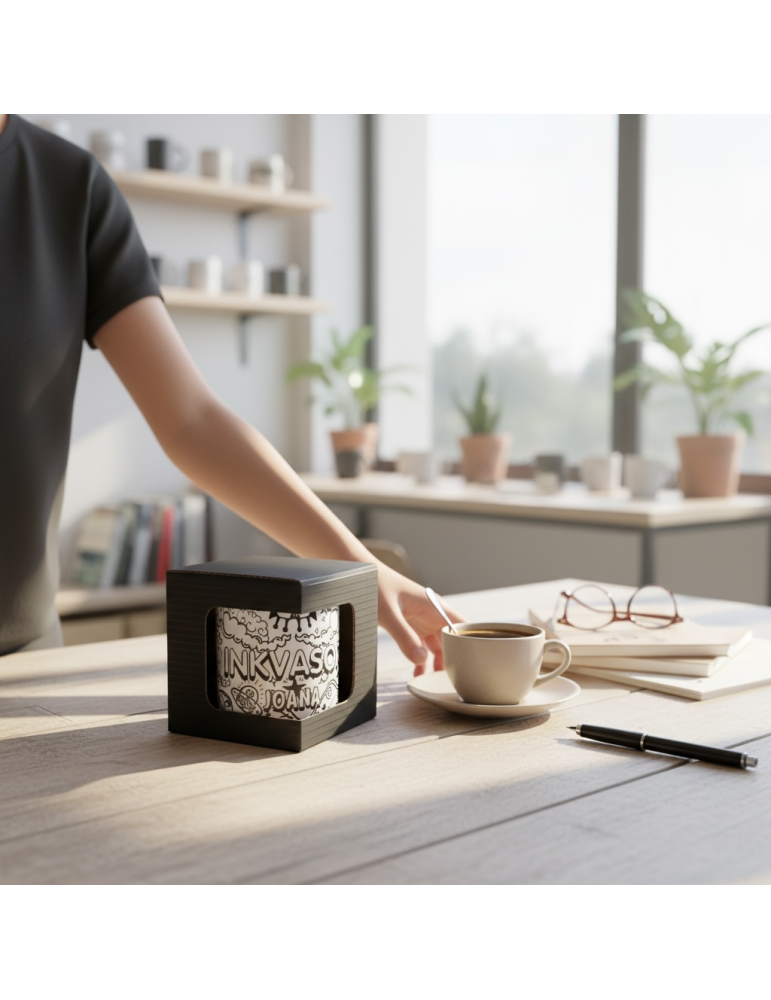 Caja de Cartón Negro para Taza con Ventana
