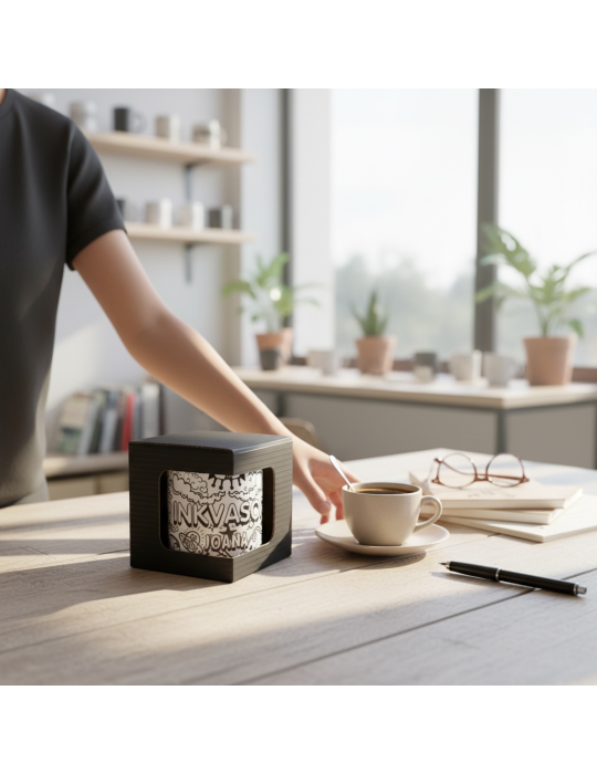 Caja de Cartón Negro para Taza con Ventana