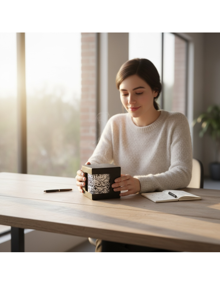 Caja de Cartón Negro para Taza con Ventana