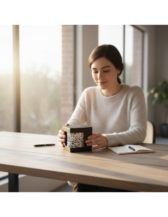 Caja de Cartón Negro para Taza con Ventana