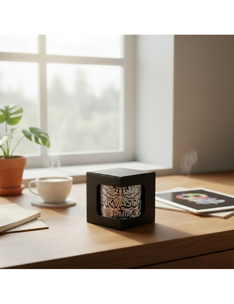 Caja de Cartón Negro para Taza con Ventana