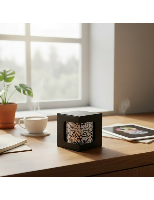 Caja de Cartón Negro para Taza con Ventana