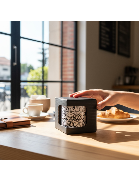 Caja de Cartón Negro para Taza con Ventana