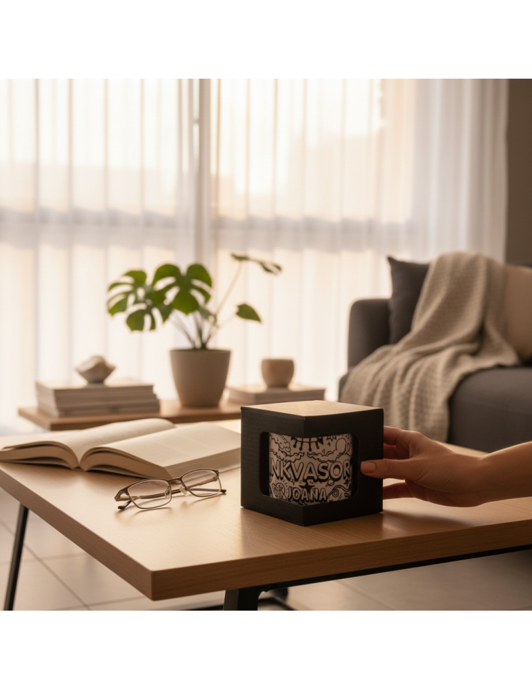 Caja de Cartón Negro para Taza con Ventana