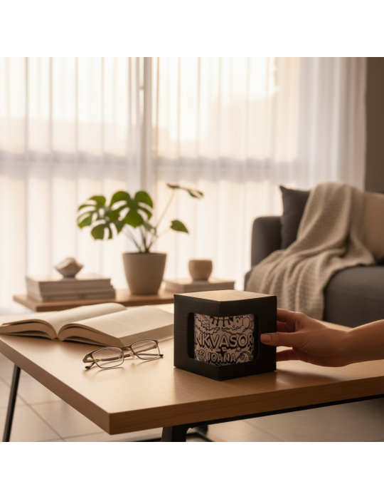Caja de Cartón Negro para Taza con Ventana
