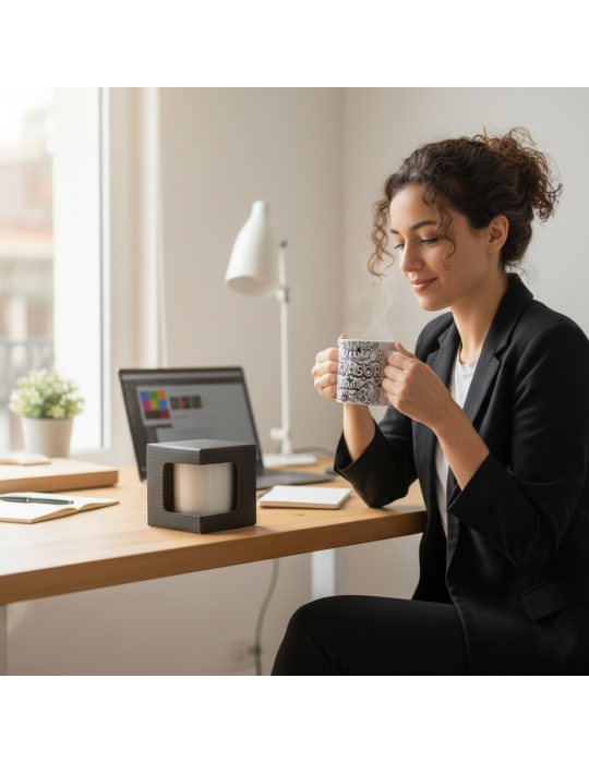 Caja de Cartón Negro para Taza con Ventana