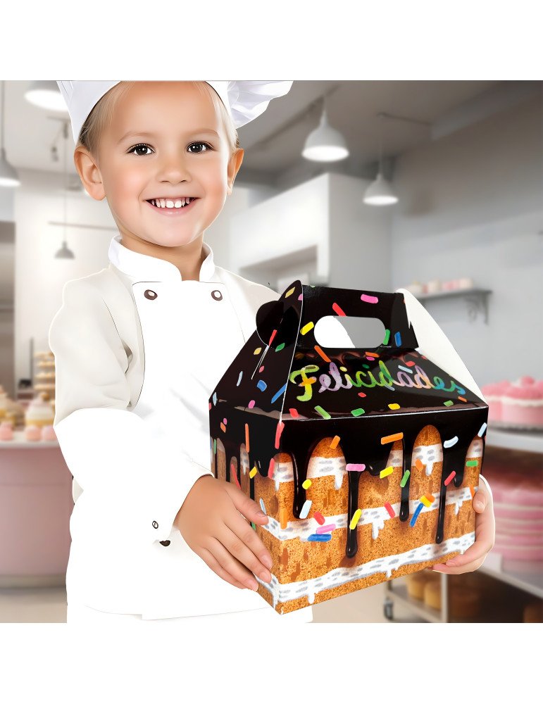 Caja Tipo Box Lunch Pastel De Fiesta