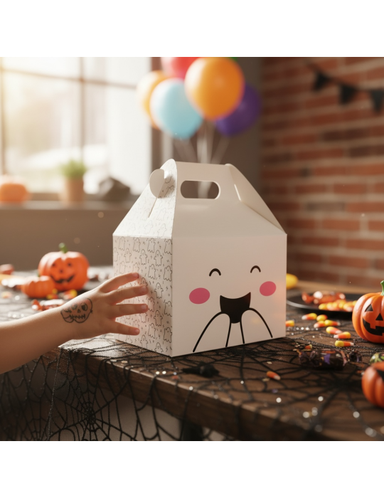 Caja Tipo Box Lunch Diseño Fantasma Halloween