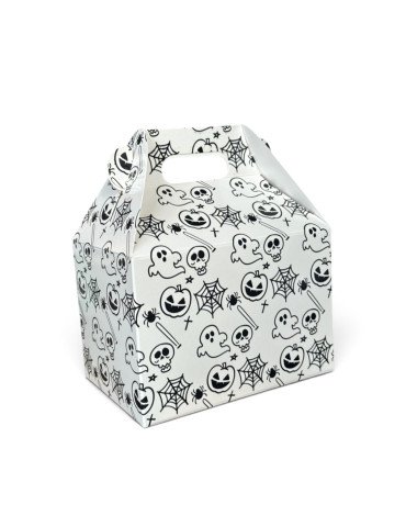 Caja Chica Tipo Box Lunch Diseño Halloween Blanca