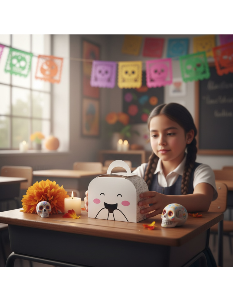 Caja Tipo Fancy Box Lunch Diseño Fantasma Halloween