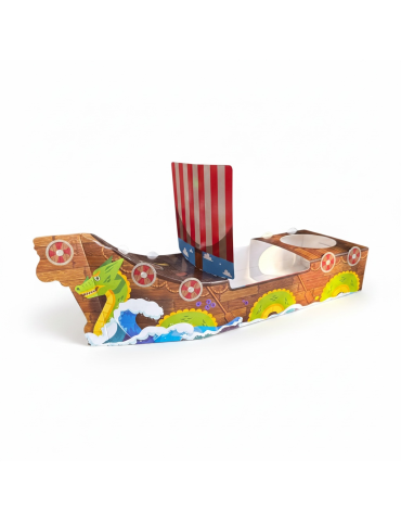 Charola para fiestas infantiles Diseño Barco Vikingo
