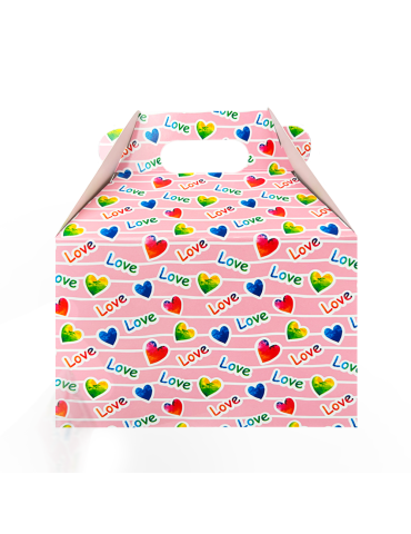 Caja Tipo Box Lunch Corazones Multicolor